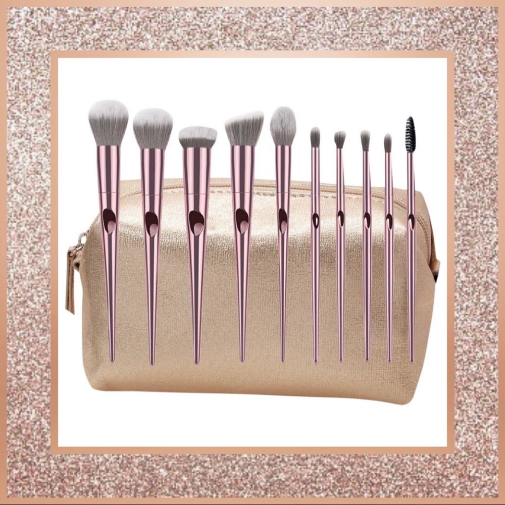 Zoë Ayla 10 Piece Ergonomic Makeup Brushes with Bag